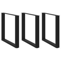 Eettafelpoten 3 st U-vormig 80x(72-73) cm staal zwart