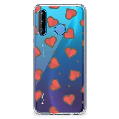 Huawei P30 Lite Doorzichtige Silicone Hoesje Hearts Huawei P30 Lite Doorzichtige Silicone Hoesje Hearts