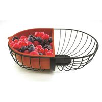 Fruitschaal/fruitmand metaal met inzetbakje zwart/rood 30 x 20 cm