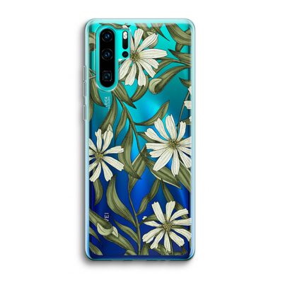 Wit bloemenpatroon: Huawei P30 Pro Transparant Hoesje