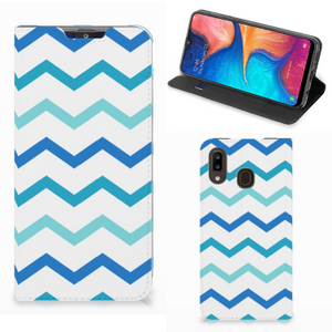 Samsung Galaxy A30 Hoesje met Magneet Zigzag Blauw