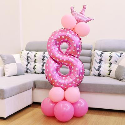 Aantal folie ballon gelukkige verjaardag decoratie (roze)