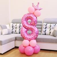 Aantal folie ballon gelukkige verjaardag decoratie (roze)