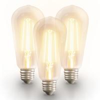 Set van 3 Smart filament lampen - ST64 Edison lamp - E27 - 7 Watt 806 lumen - CCT White Ambience - Wifi & Bluetooth - Google Home, Amazon Alexa en Siri - LED Gloeilamp