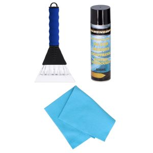 Autoramen IJskrabber soft grip 26 cm met ruitenontdooi spray en anti-condens doek