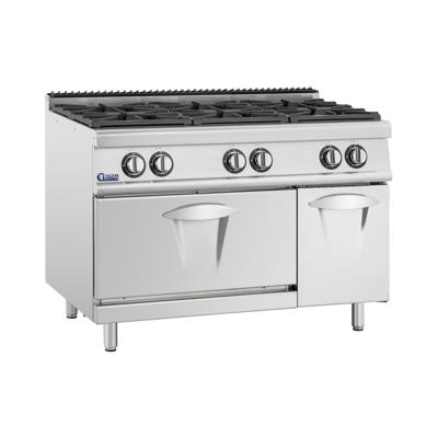 Gasfornuis met Gasoven - 21,6 kW - 6 branders - onderkast - Royal Catering