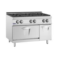 Gasfornuis met Gasoven - 21,6 kW - 6 branders - onderkast - Royal Catering