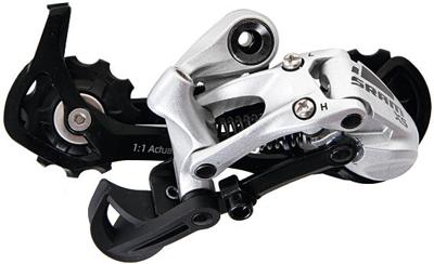 SRAM rear derail. "x5" 9-sp long cage sil.
