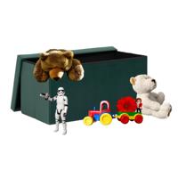 Speelgoed en spullen opbergkist - opvouwbaar - groen - MDF/polyester - 76 x 38 x 38 cm - en zitje