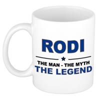Rodi cadeau mok - man myth legend - naam koffiemok / beker - wit en blauw - 300 ml