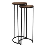 Home Deco Factory Bijzettafel - 2x stuks - hout - metaal - verschillende hoogtes