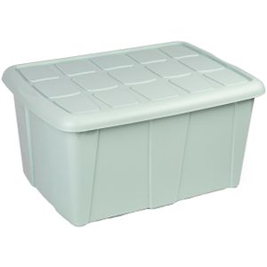 Opslagbox kist van 60 liter met deksel - Mintgroen - kunststof - 63 x 46 x 32 cm