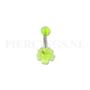 Navelpiercing acryl bloem geel parelmoer