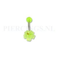 Navelpiercing acryl bloem geel parelmoer - thumbnail