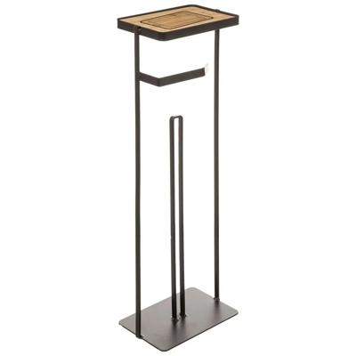 5Five Toiletrolhouder - zwart - met reservoir - met telefoonplankje - 59 cm