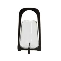 Windlicht Anosy glas hout zwart S