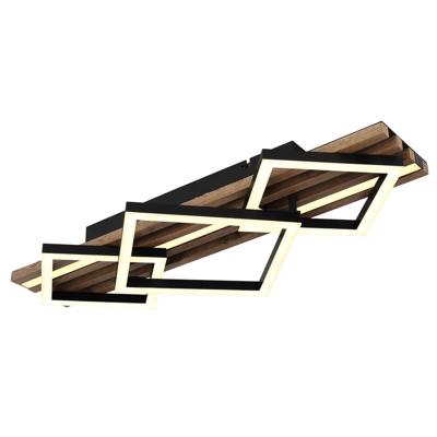 Globo PlafondlampObrien zwart met hout 3-lichts - 67344D2