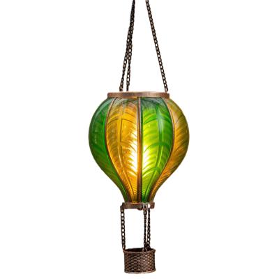 Solar luchtballon lantaarn - groen - hangend - 20 led lampjes - vlam effect - 14 x 45 cm Solar luchtballon lantaarn - groen - hangend - 20 led lampjes - vlam effect - 14 x 45 cm