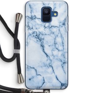 Blauw marmer: Samsung Galaxy A6 (2018) Transparant Hoesje met koord