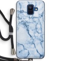 Blauw marmer: Samsung Galaxy A6 (2018) Transparant Hoesje met koord