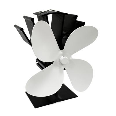 YL603 eco-vriendelijke aluminium Warmteaangedreven kachel ventilator met 4 bladen voor hout/gas/pellet kachels (wit)