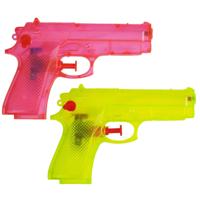 Waterpistool setje - 4x stuks - roze en geel - basic model - pistooltjes - 14 cm