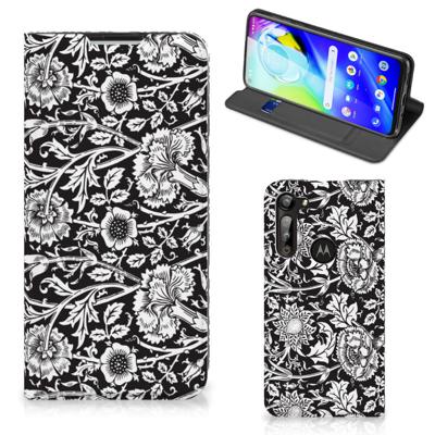 Motorola Moto G8 Power Smart Cover Black Flowers Motorola Moto G8 Power Smart Cover Black Flowers