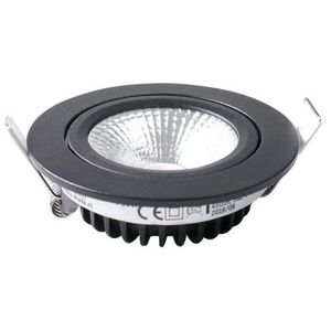 LED inbouwspot zwart 450 lumen 5W 2700K dimbaar breedstralend 60° diameter 82mm IP54 badkamer