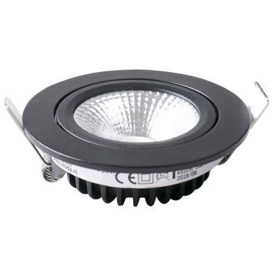 LED inbouwspot zwart 450 lumen 5W 2700K dimbaar breedstralend 60° diameter 82mm IP54 badkamer