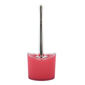 Toiletborstel in houder/wc-borstel Aveiro - PS kunststof/rvs - fuchsia roze/zilver - 37 x 14 cm