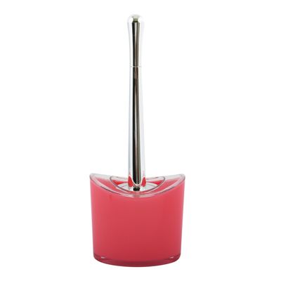 Toiletborstel in houder/wc-borstel Aveiro - PS kunststof/rvs - fuchsia roze/zilver - 37 x 14 cm