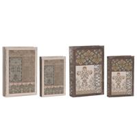 Decoratieve Doos Home ESPRIT Beige Kastanjebruin Hout MDF (2 Stuks)