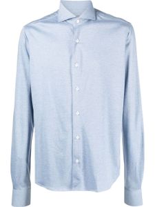 Orian chemise en coton mélangé à col italien - Bleu