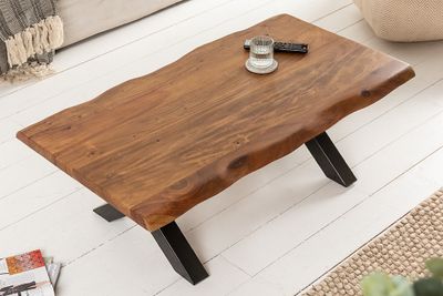 Massief houten salontafel MAMMUT 110 cm acaciaboomrand honingafwerking 3,5 cm tafelblad - 6539739