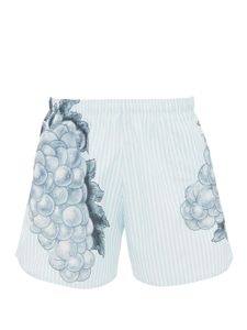 JW Anderson short de bain rayé à imprimé graphique - Bleu