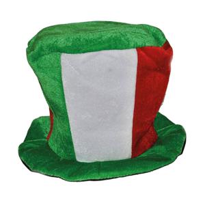 Hoge fluwelen hoed - rood/wit/groen - Italie/Hongarije supporters