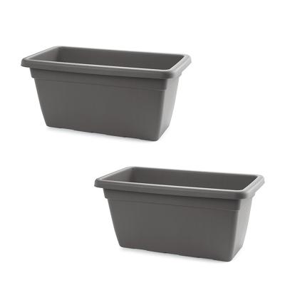 Grote plantenbak - 2x stuks - antraciet grijs - rechthoekig - 80 x 40 x 33 cm