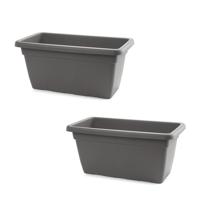 Grote plantenbak - 2x stuks - antraciet grijs - rechthoekig - 80 x 40 x 33 cm