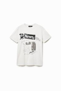 T-shirt met collage - WHITE - XL