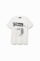 T-shirt met collage - WHITE - M