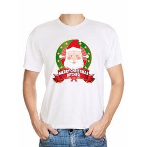 Foute Kerst t-shirt merry christmas bitches voor heren