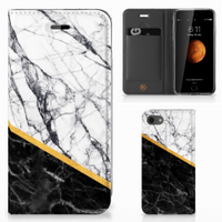 iPhone 7 | 8 | SE (2020) | SE (2022) Standcase Marmer Wit Zwart - Origineel Cadeau Man