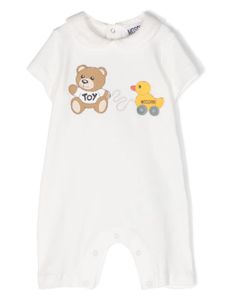 Moschino Kids barboteuse en coton à imprimé Teddy Bear - Blanc