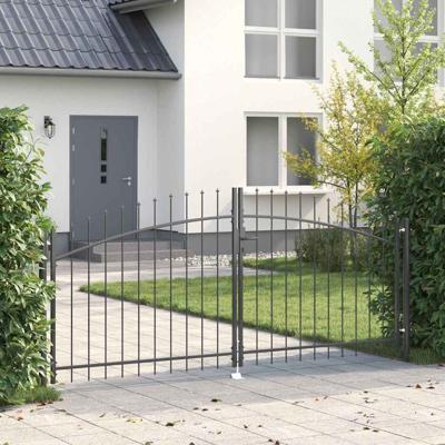 Tuinpoort met slot Grijs 150 x 300 cm Staal