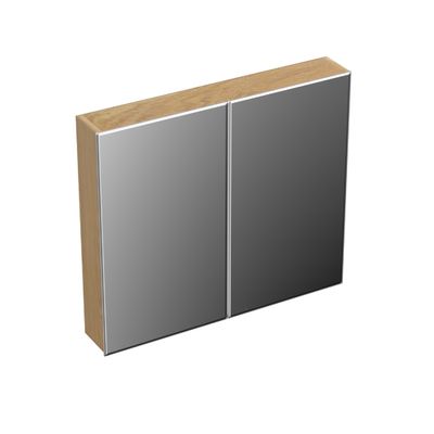Spiegelkast Forzalaqua Uni 80x12.5x68.8 Cm 2 Deuren Tweezijdig Spiegel Eiken Smoke