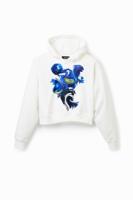 Korte arty hoodie - WHITE - XS - thumbnail