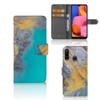 Samsung Galaxy A20s | Bookcase | Marble Blue Gold