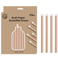 DID Kraftpapier smoothie rietjes - 25x stuks - naturel - 20cm x 1.2cm   -