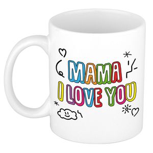 Bellatio Decorations Moeder/mama cadeau mok - I love you - multi - 300 ml - moederdag/verjaardag   -