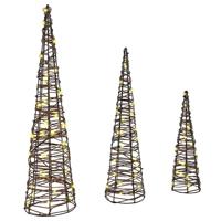 Kerstboom met 90 LED 3 pcs Warmwit 40 cm 60 cm 80 cm Rattan